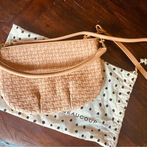 Clare V Petit Moyen Crossbody Bag Bisque Woven Checker